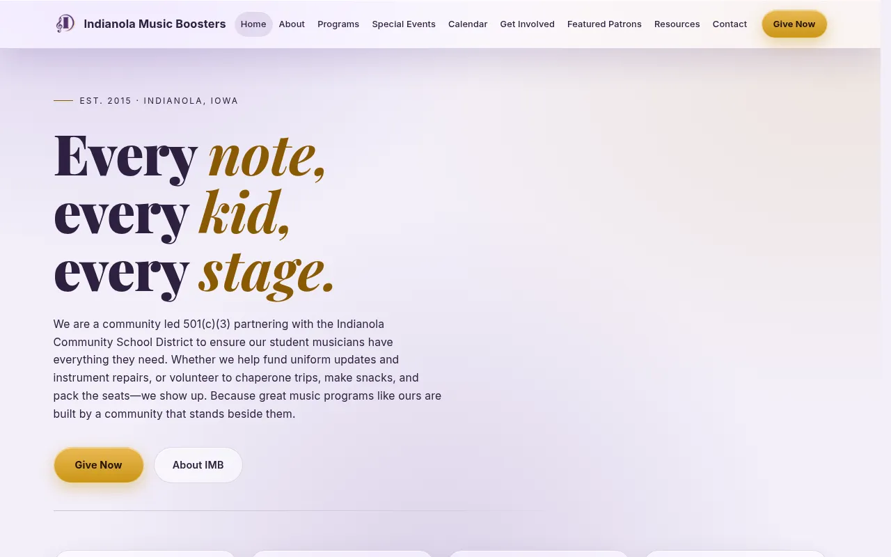 Screenshot of indianolamusic.org