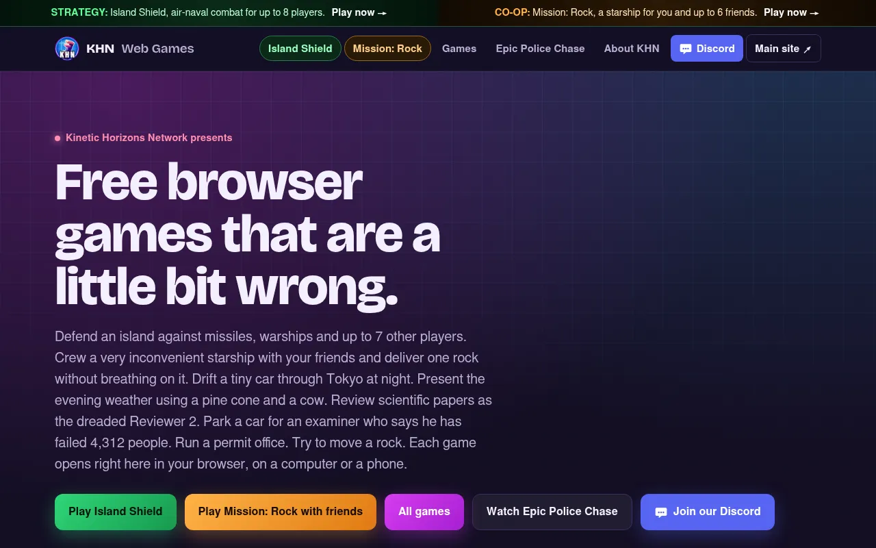 Screenshot of webgames.kinetichorizonsnetwork.com