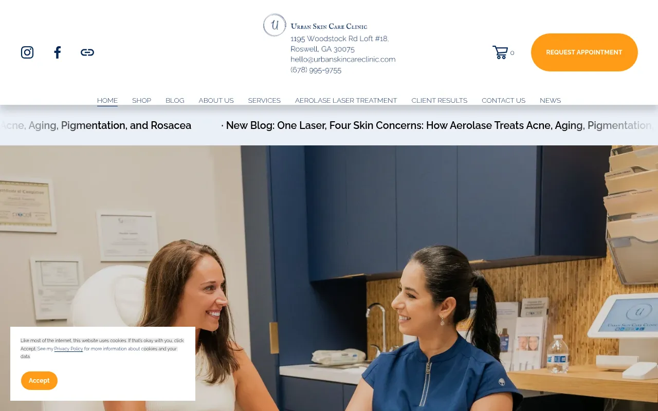 Screenshot of urbanskincareclinic.com