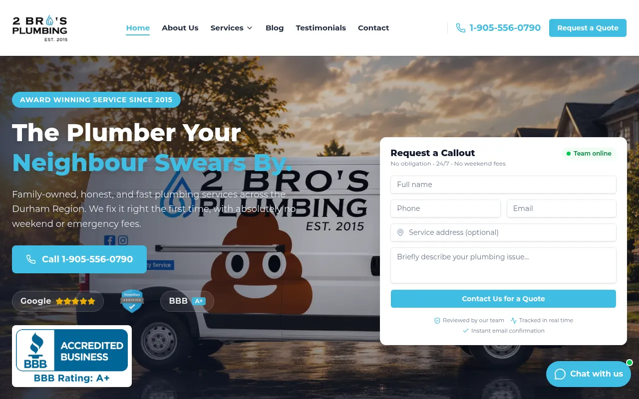 Screenshot of 2brosplumbing.ca