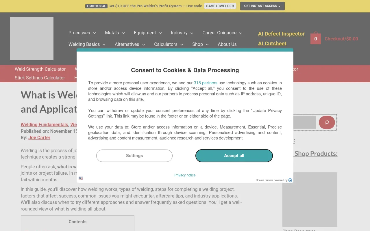 Screenshot of whatiswelding.com