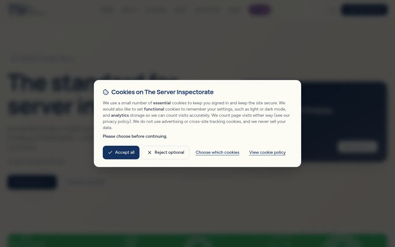Screenshot of theserverinspectorate.com