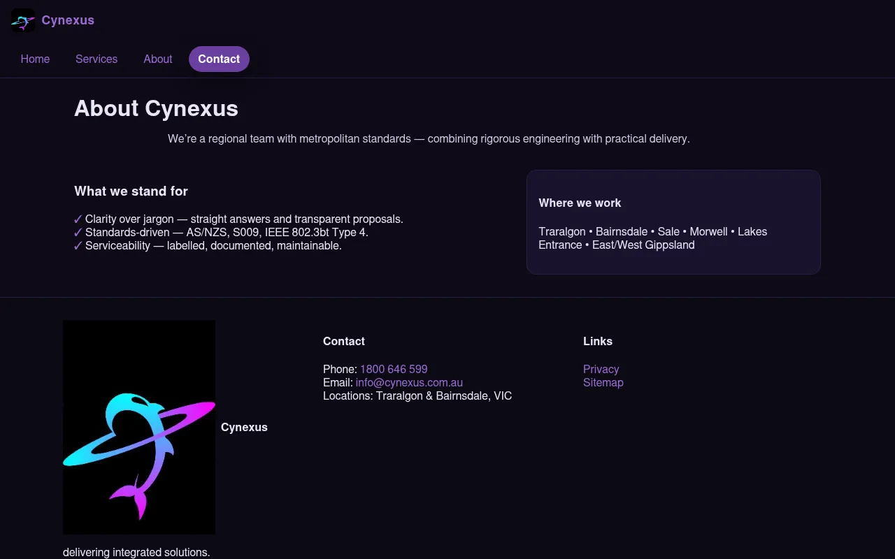 Screenshot of cynexus.com.au