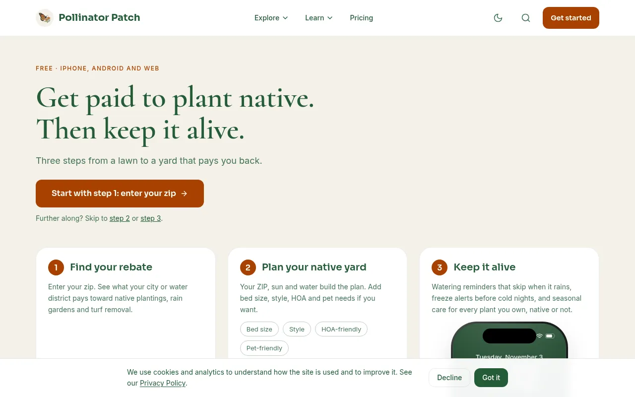 Screenshot of thepollinatorpatchgarden.com