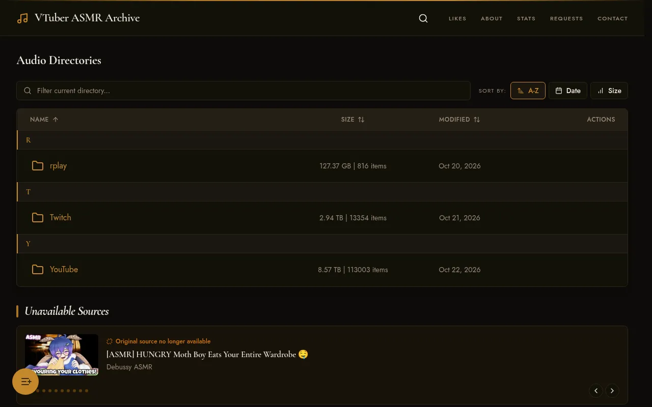 Screenshot of asmrchive.moe