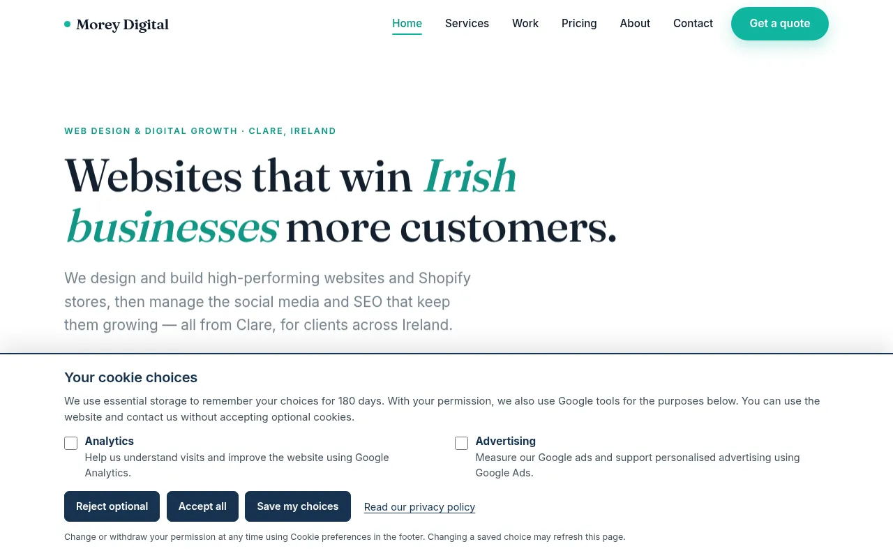 Screenshot of moreydigital.ie