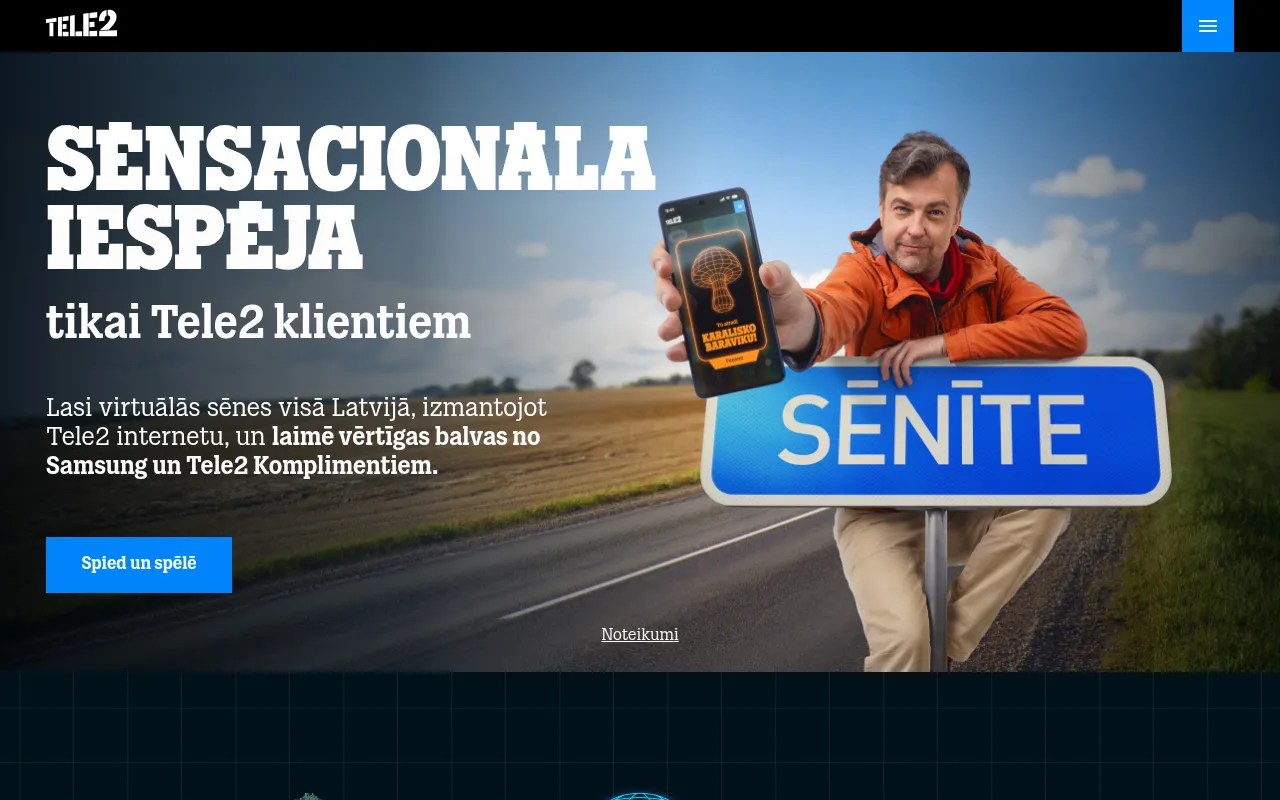 Screenshot of tele2.lv