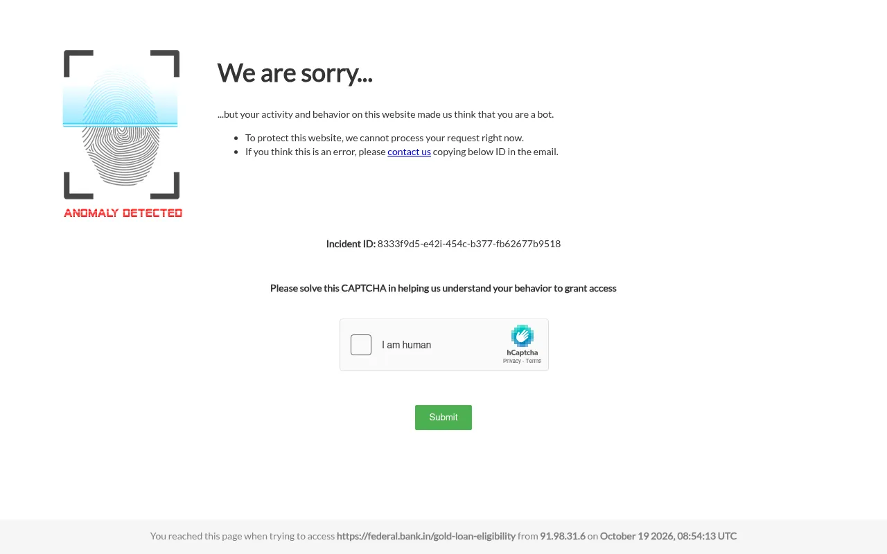 Screenshot of federal.bank.in