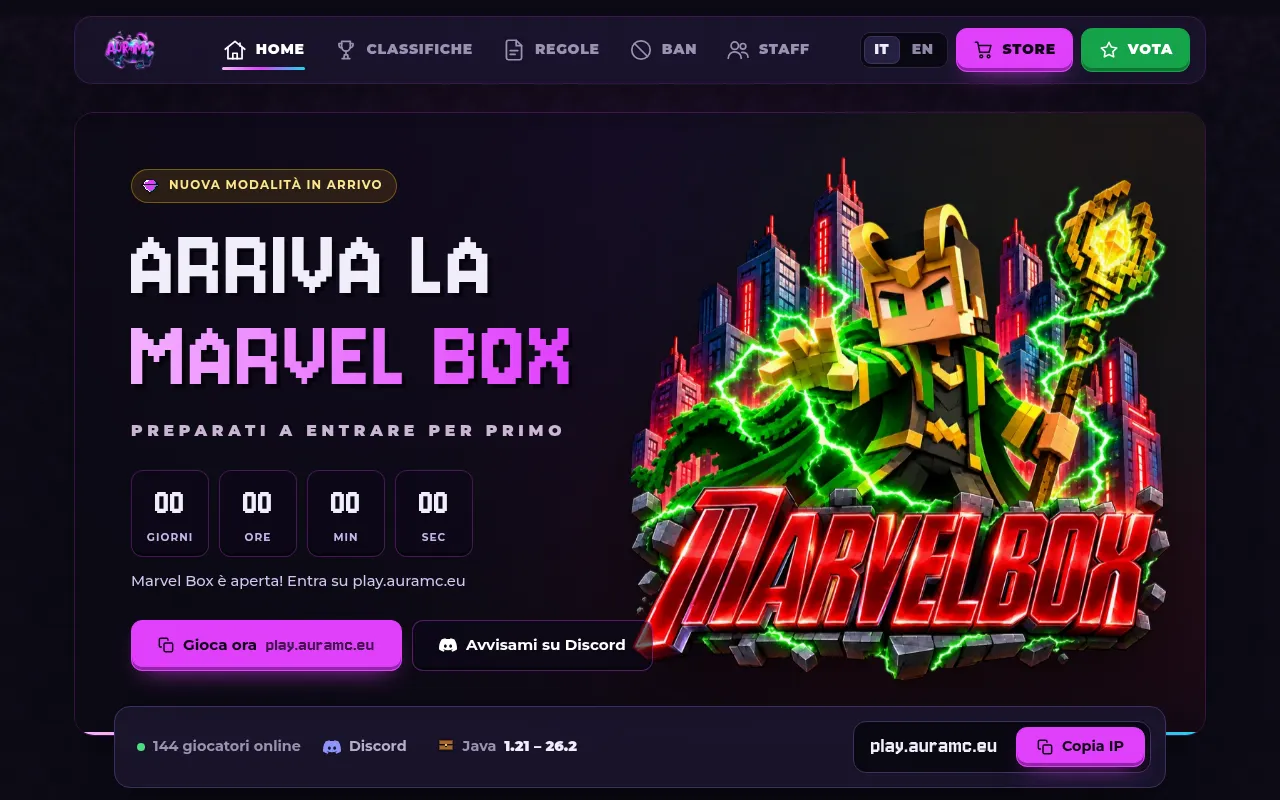Screenshot of box.auramc.eu