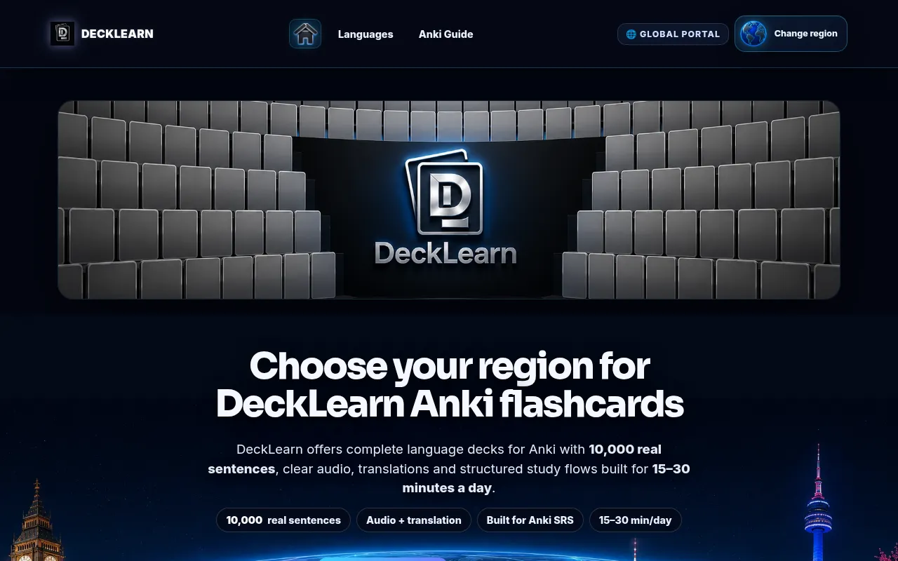 Screenshot of decklearn.com