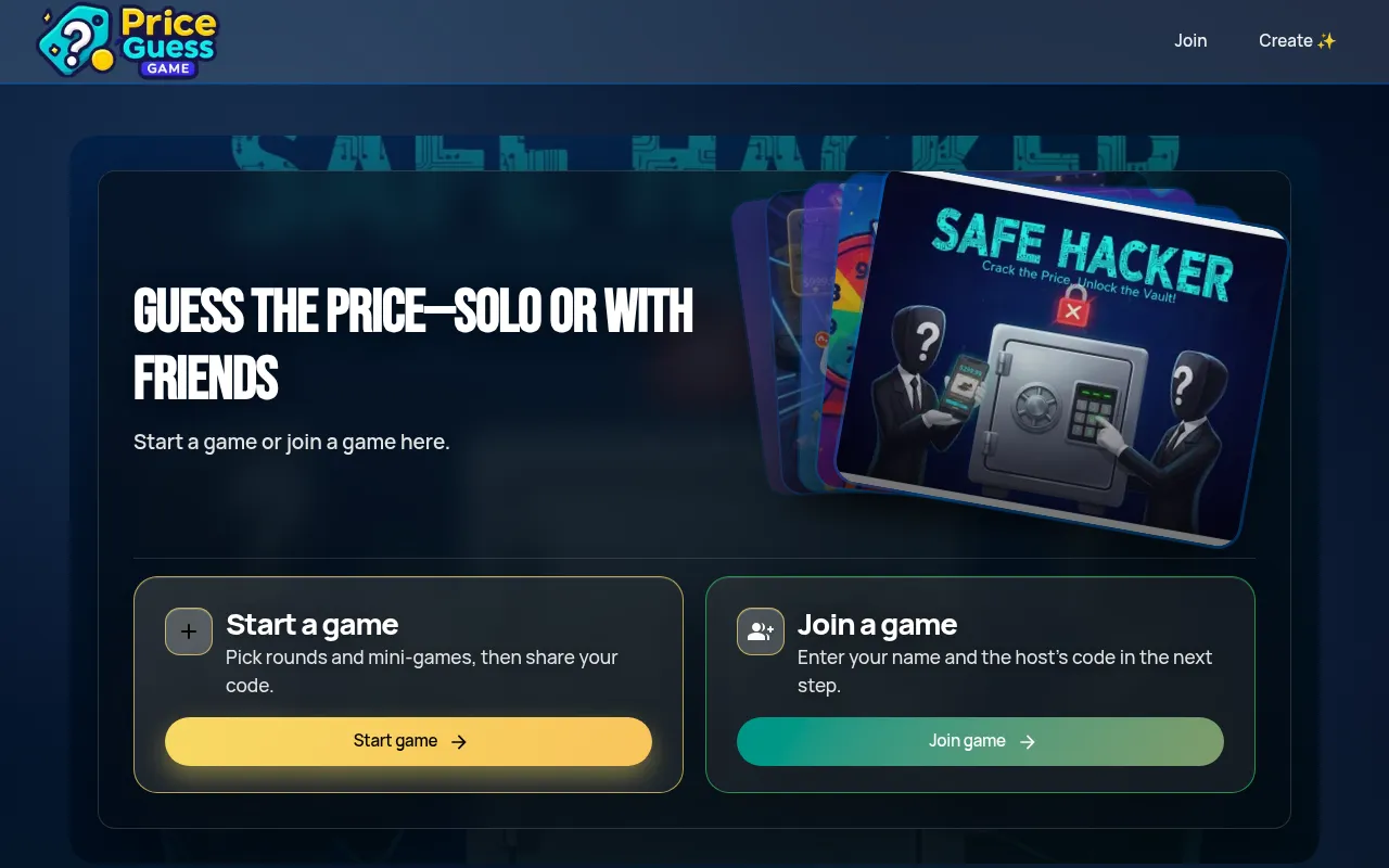 Screenshot of priceguessgame.com