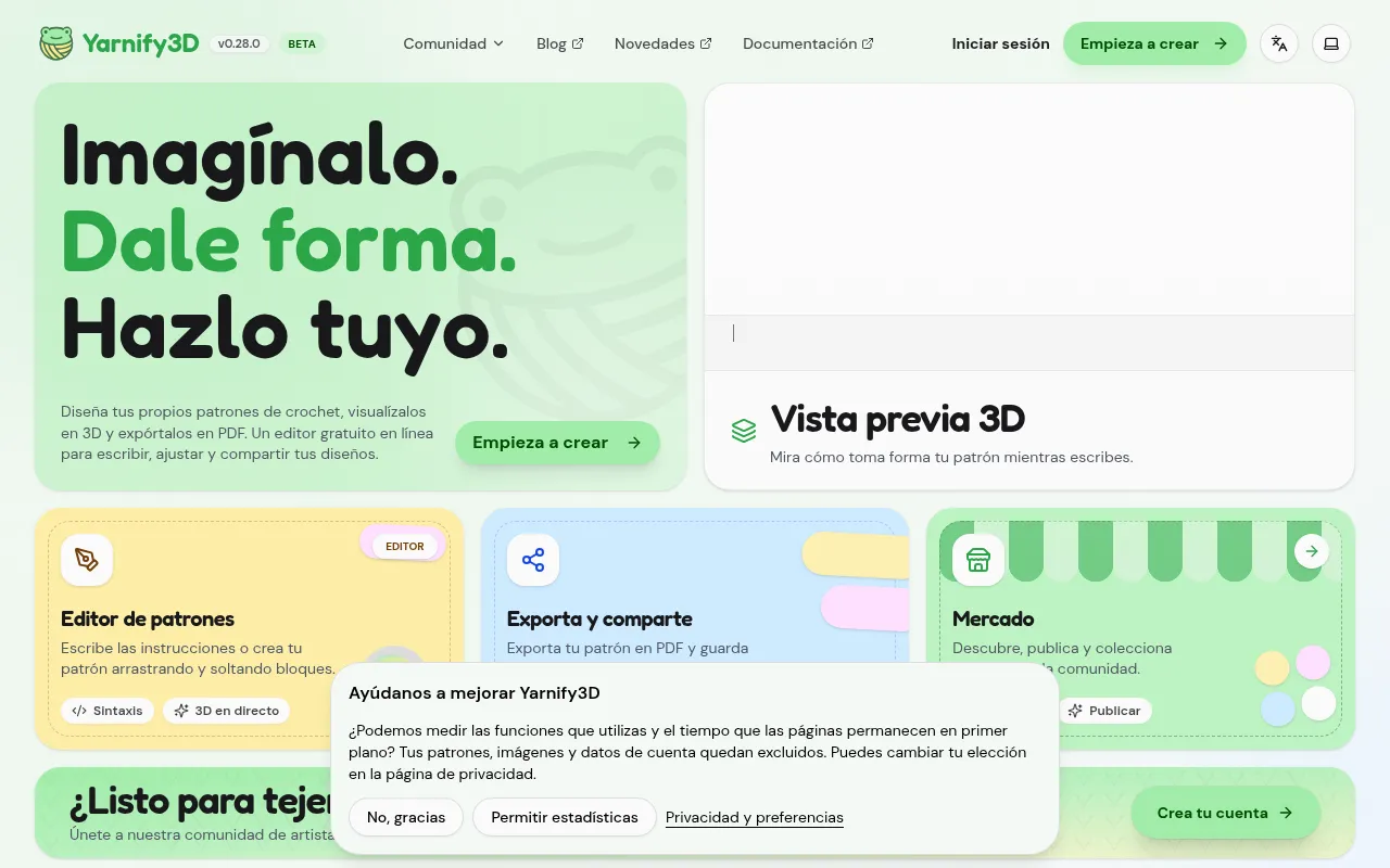 Screenshot of yarnify3d.com