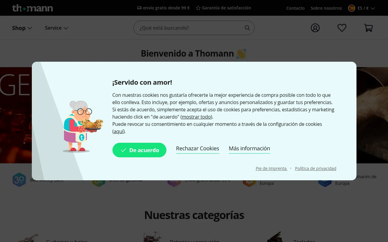 Screenshot of thomann.es