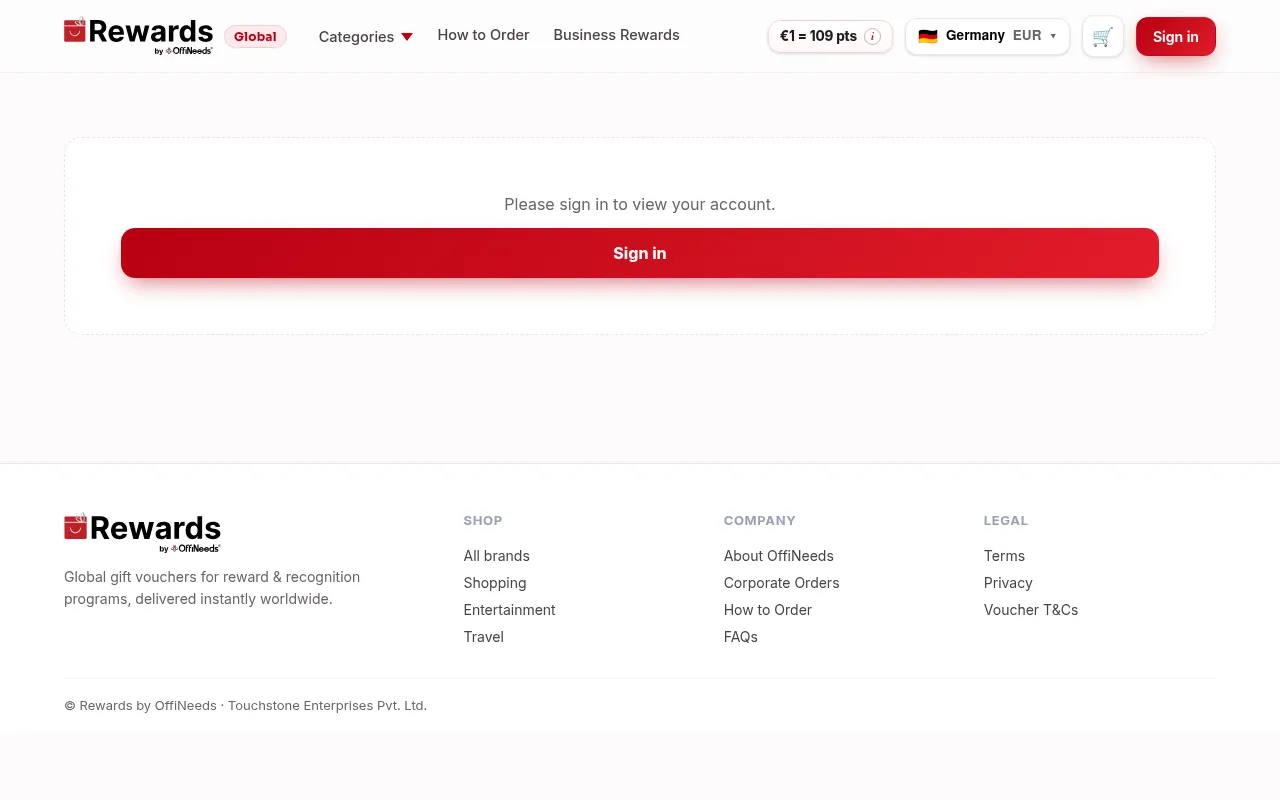 Screenshot of rewards.offineeds.com