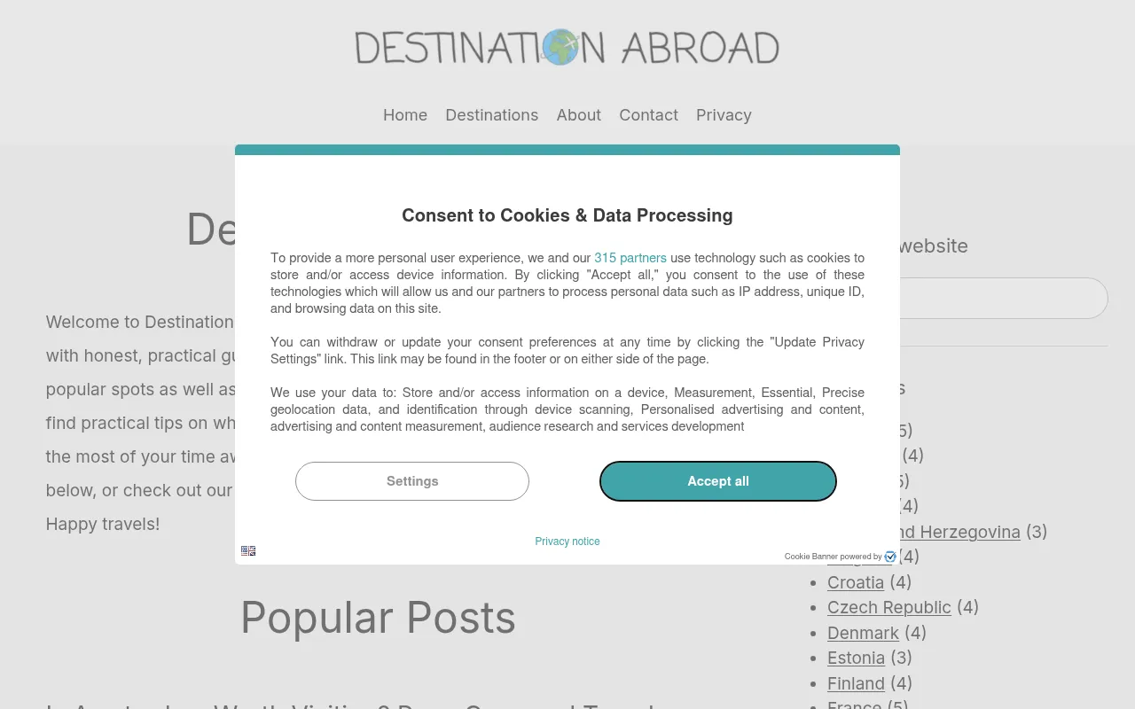 Screenshot of destinationabroad.co.uk