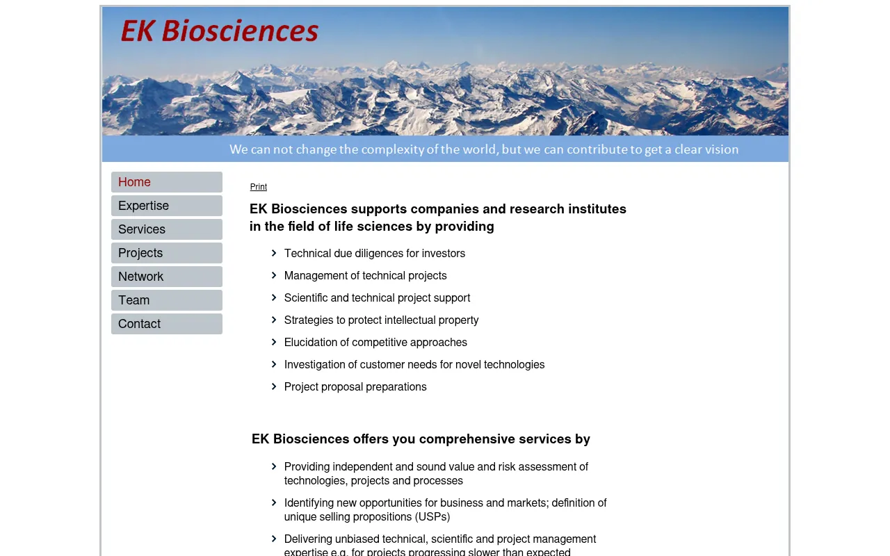 Screenshot of ek-biosciences.ch