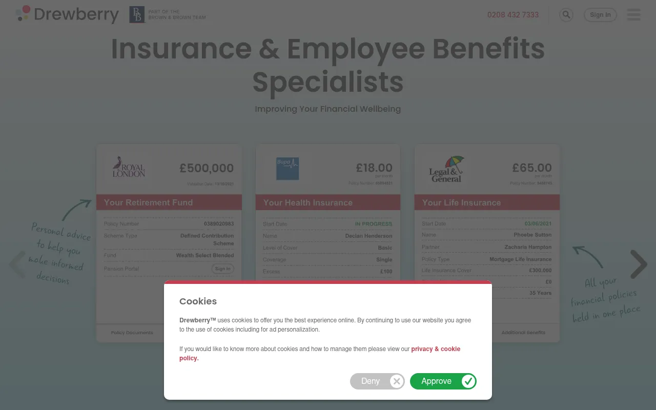Screenshot of drewberryinsurance.co.uk