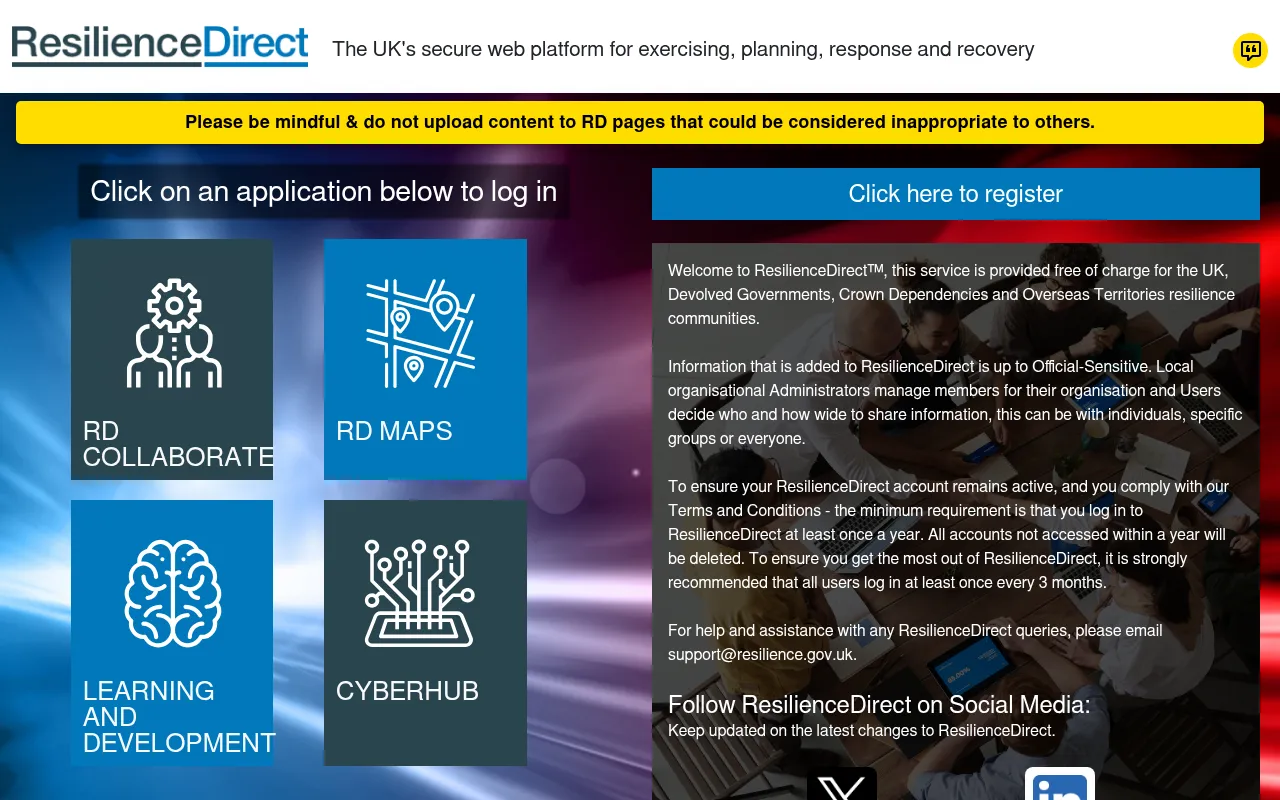 Screenshot of resilience.gov.uk