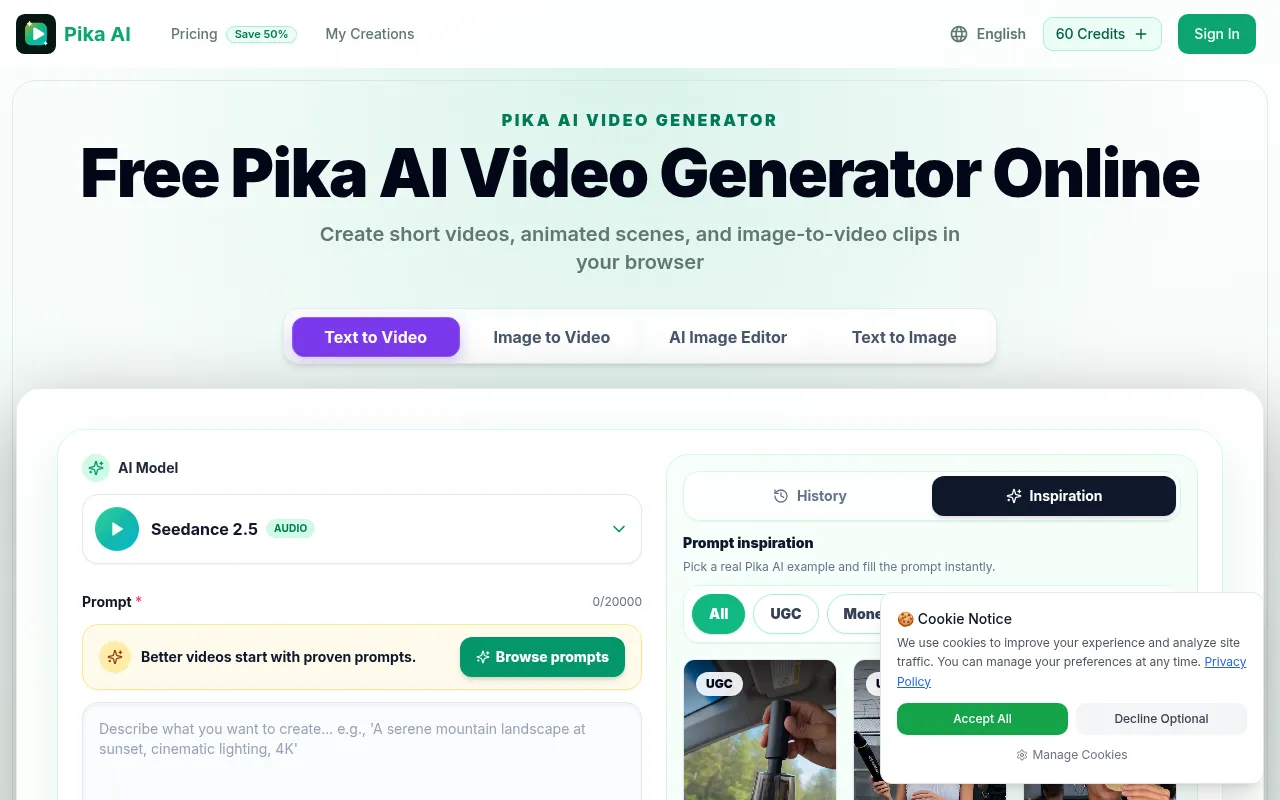 Screenshot of pika-ai.pro
