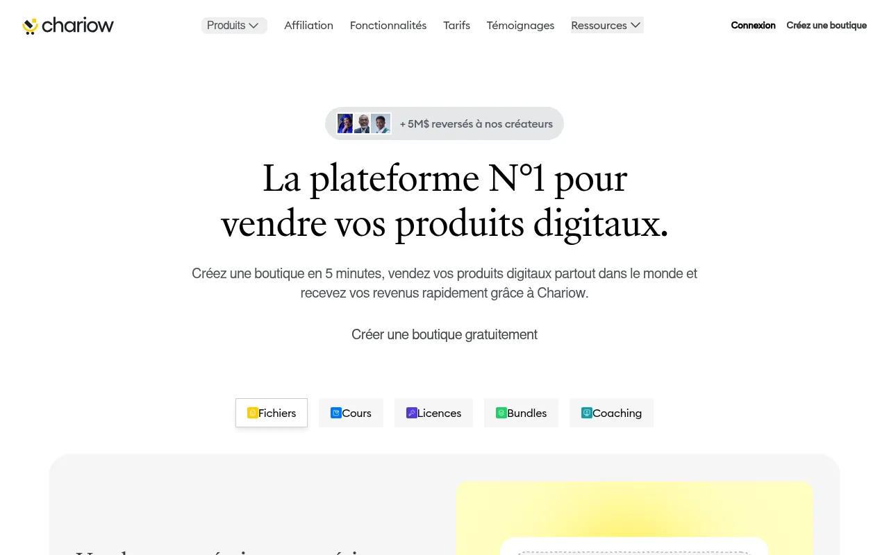 Screenshot of chariow.com