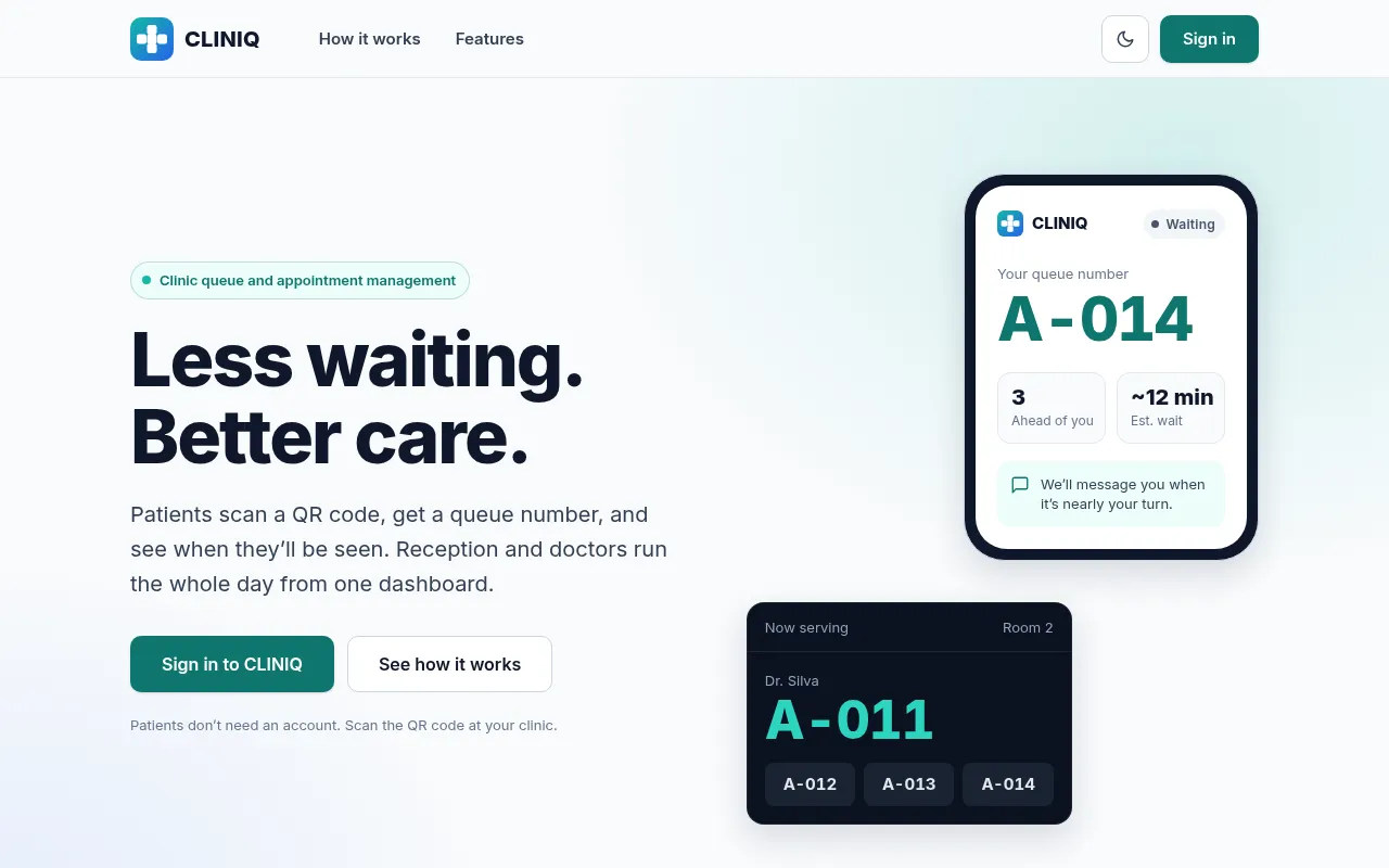 Screenshot of cliniq.biz