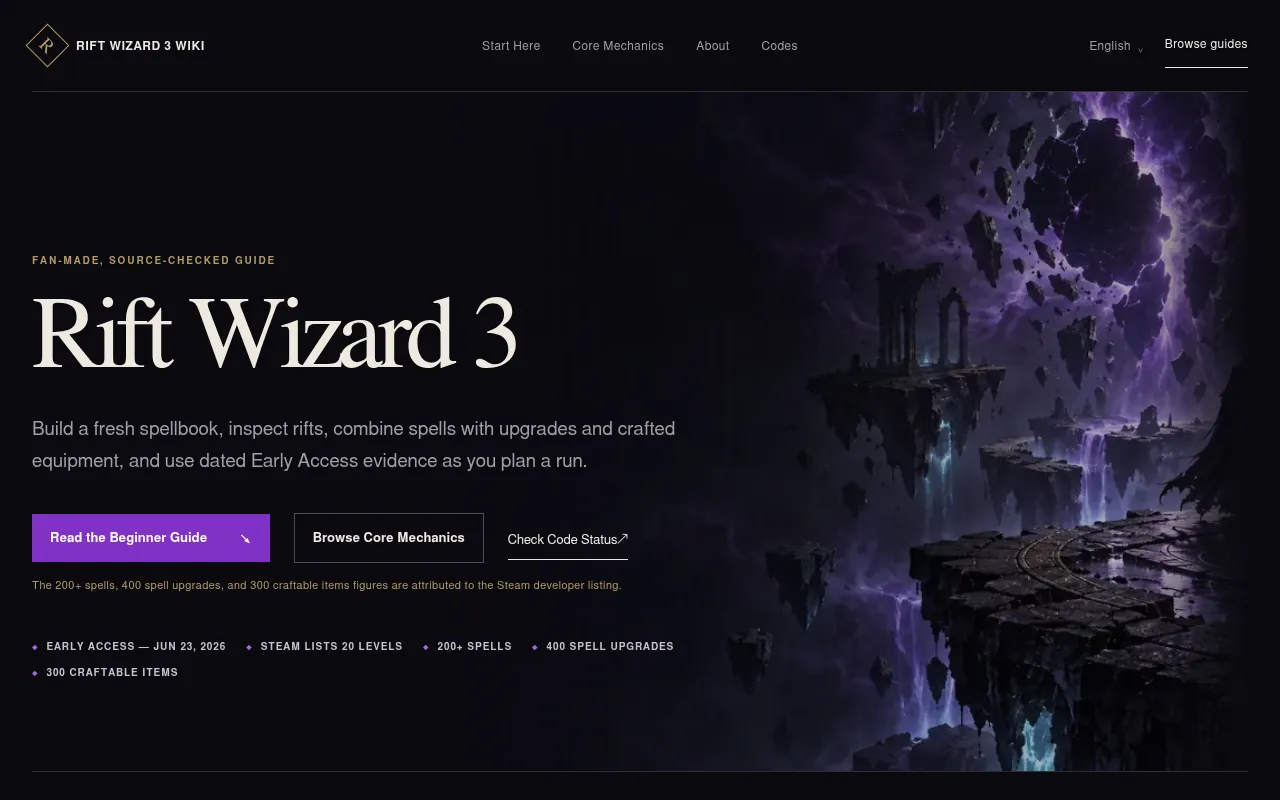 Screenshot of riftwizard3.wiki