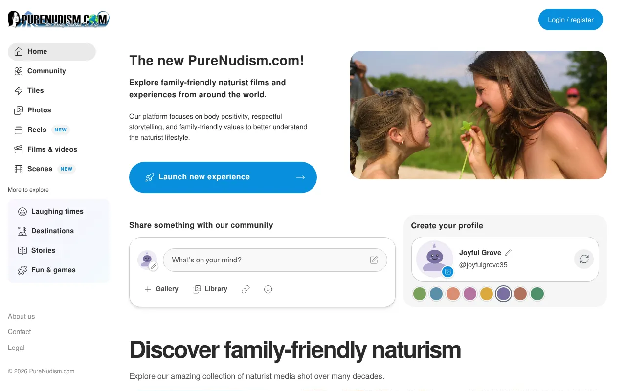 Screenshot of purenudism.com