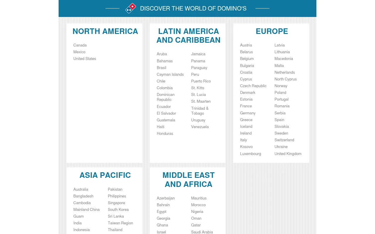 Screenshot of dominos.com