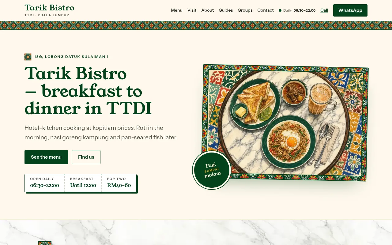 Screenshot of tarikbistro.com