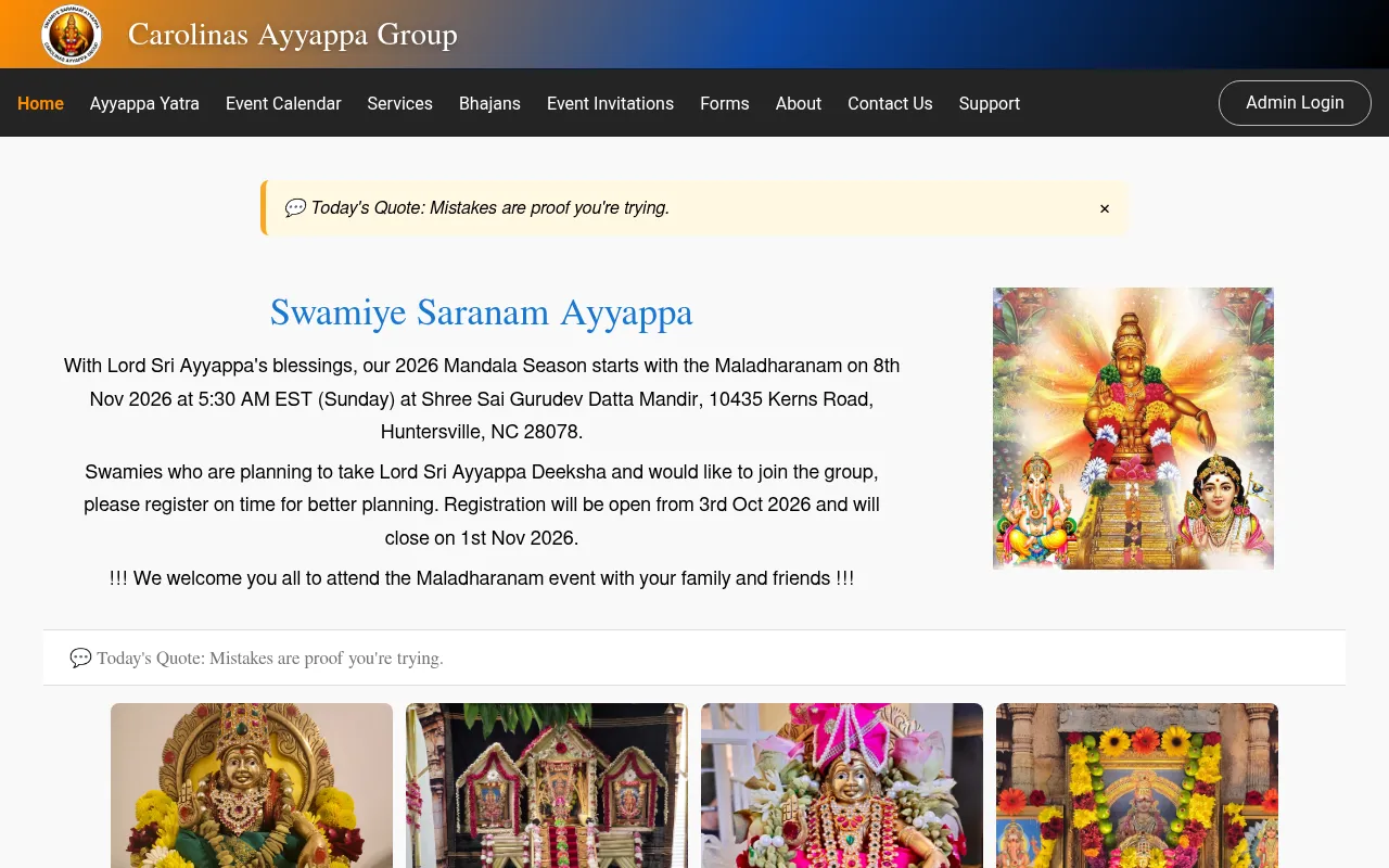 Screenshot of carolinasayyappa.org