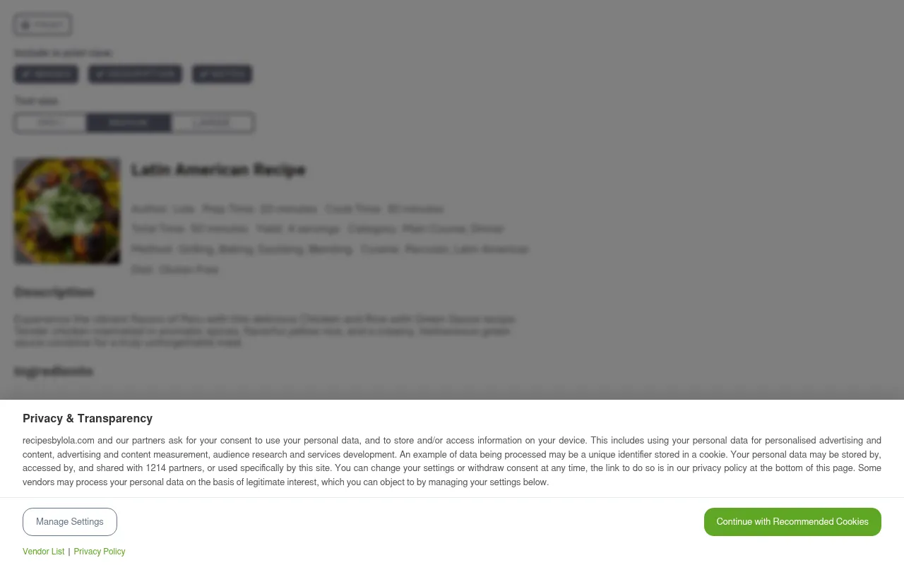 Screenshot of recipesbylola.com