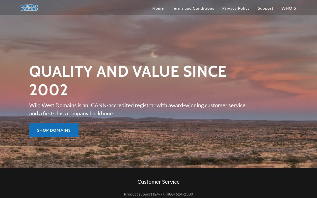 wildwestdomains.com screenshot