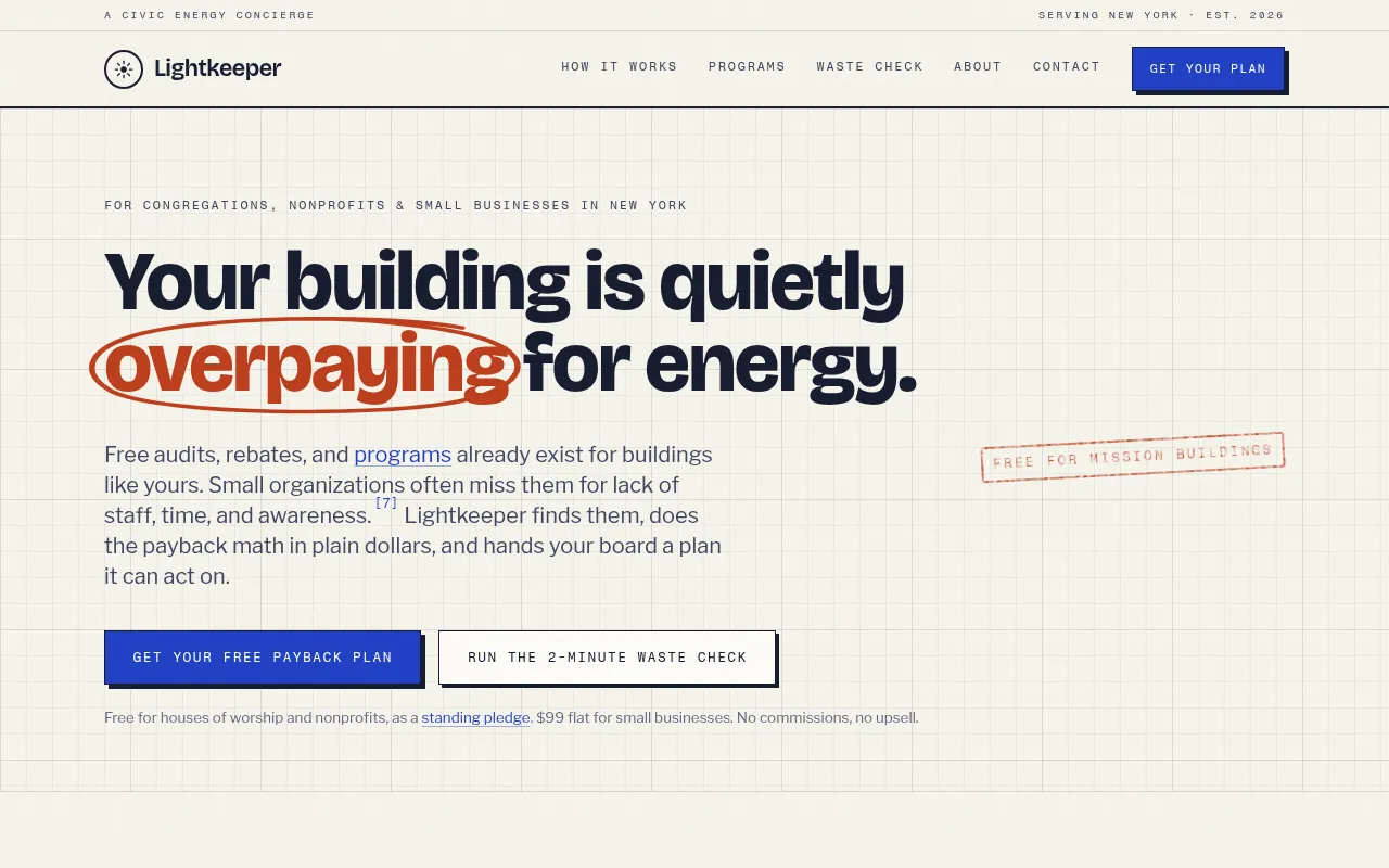 Screenshot of lightkeeperproject.org