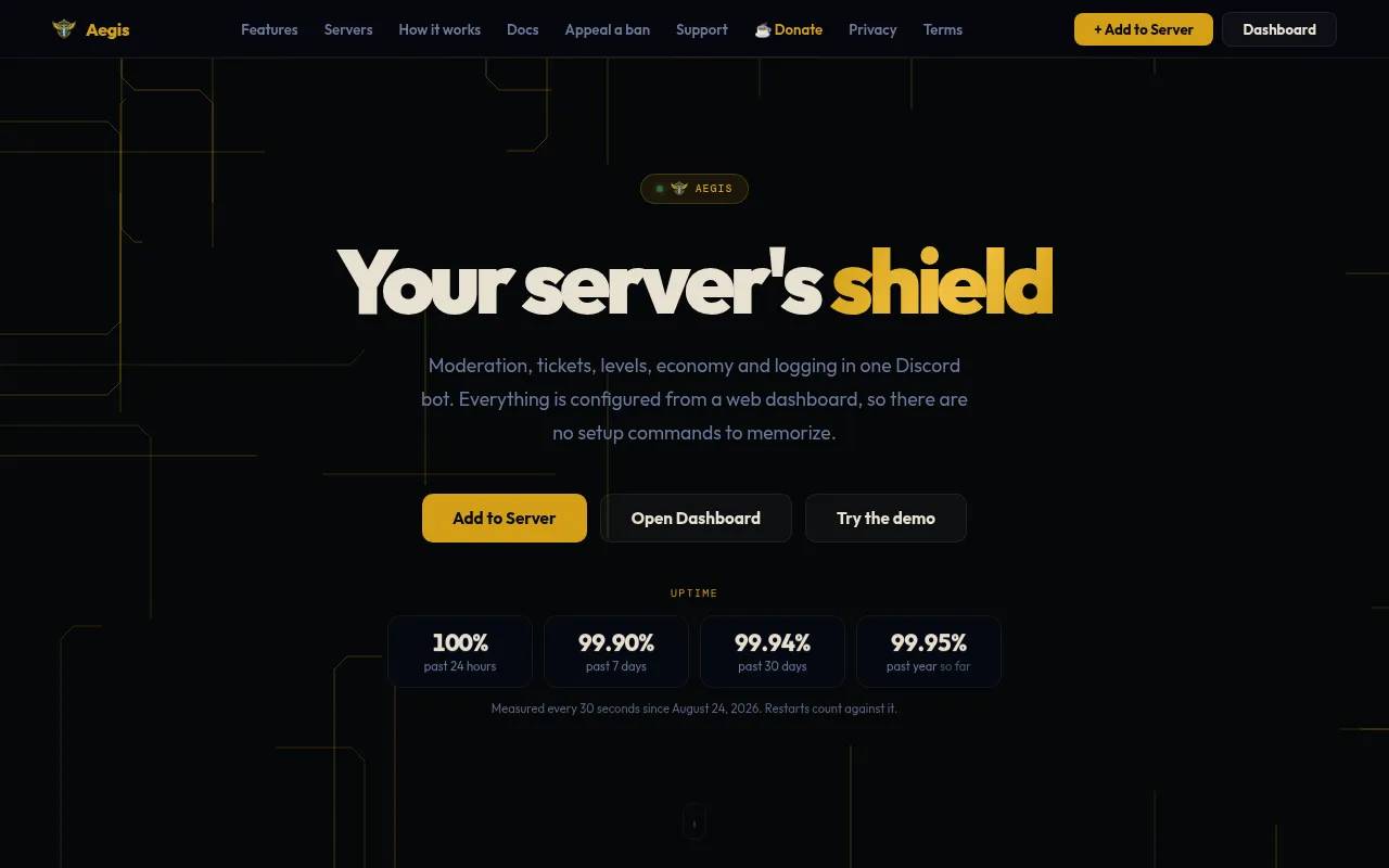 Screenshot of aegis-bot.net