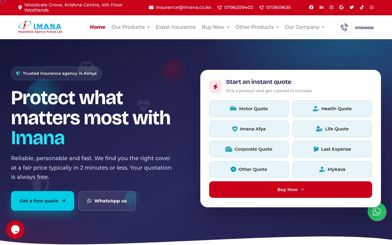 Screenshot of imana.co.ke
