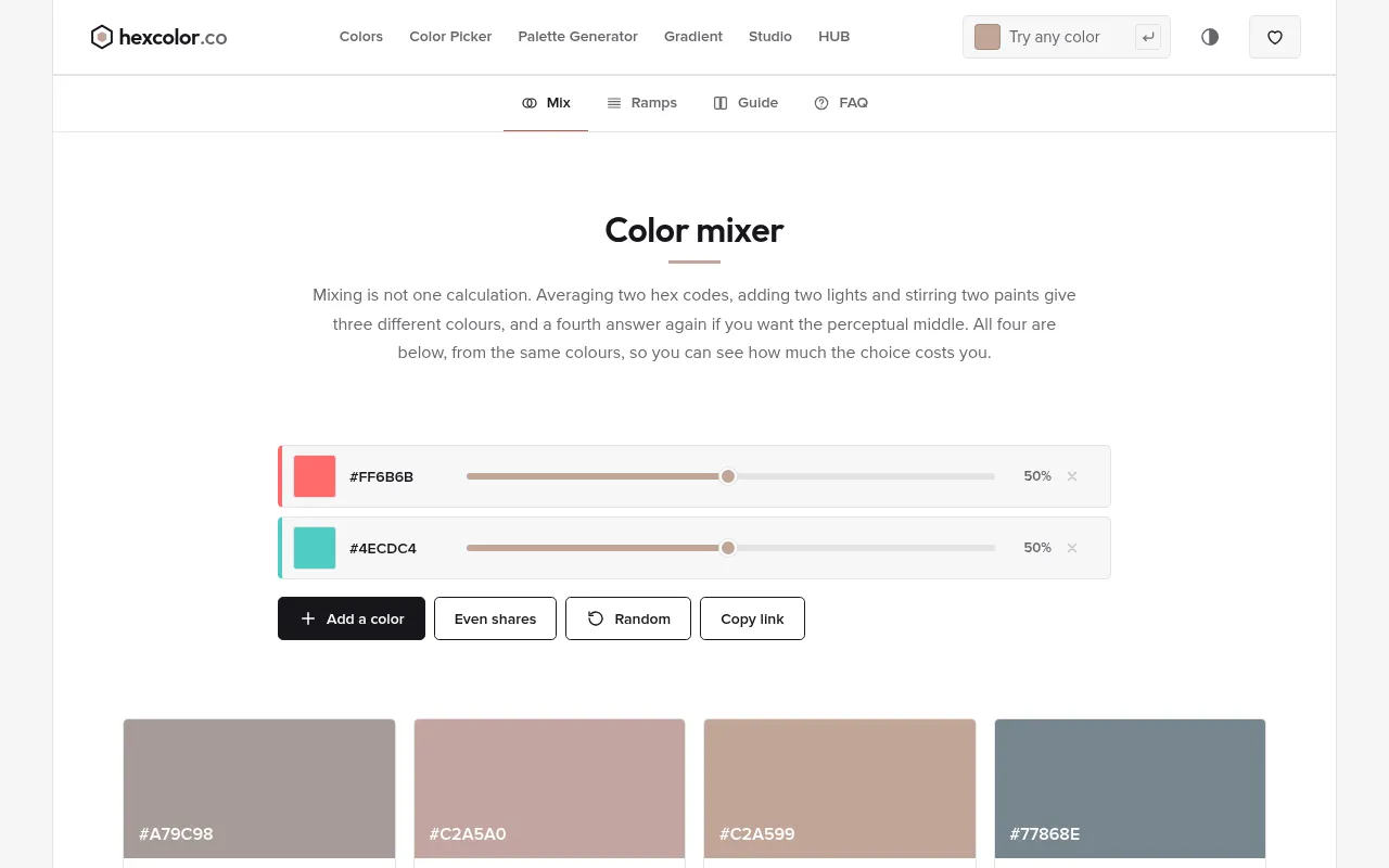 Screenshot of hexcolor.co