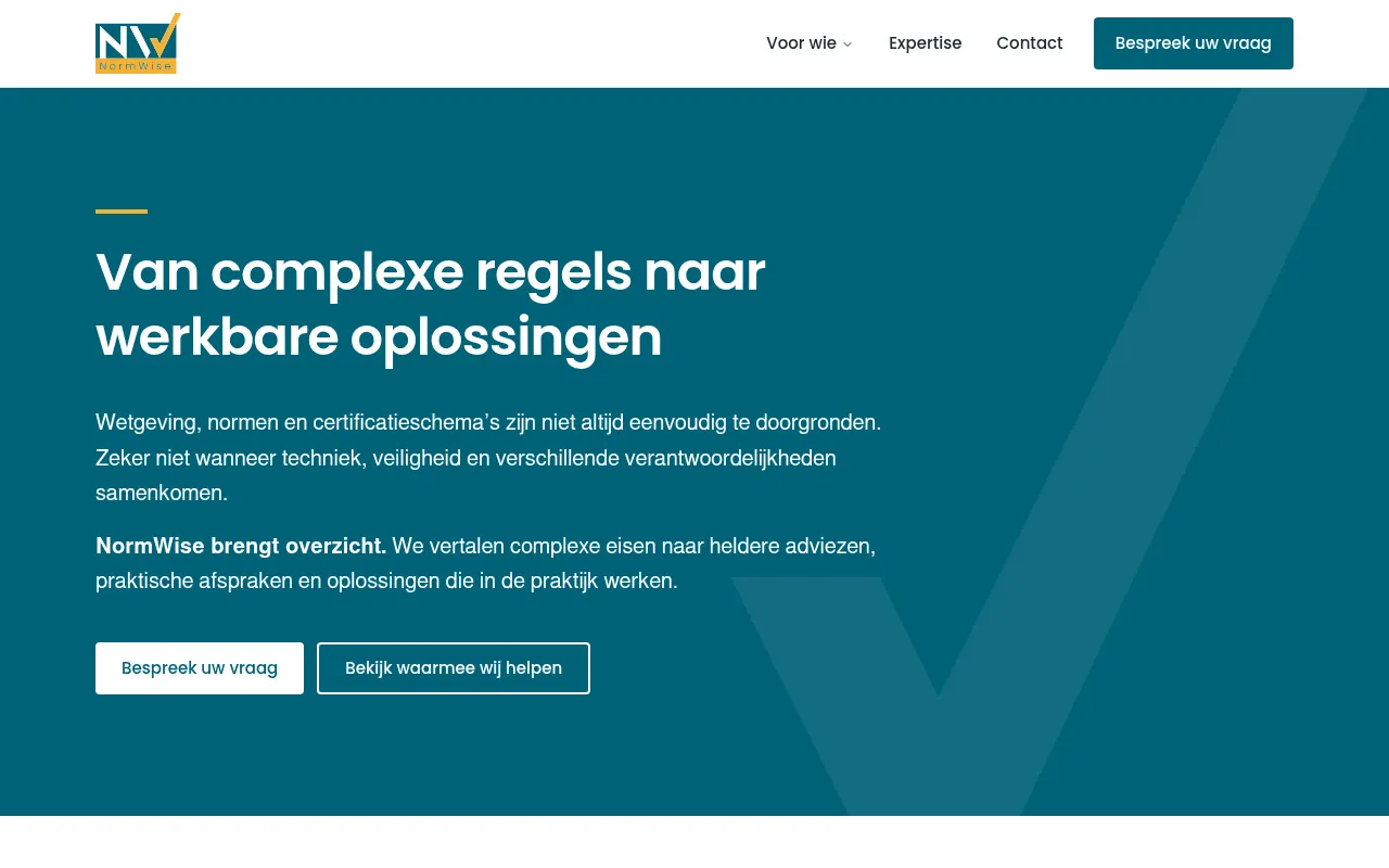 Screenshot of normwise.nl