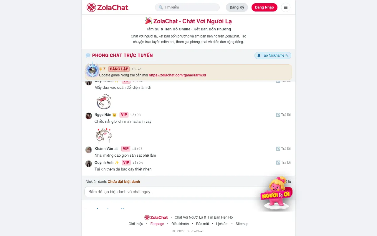 Screenshot of zolachat.com