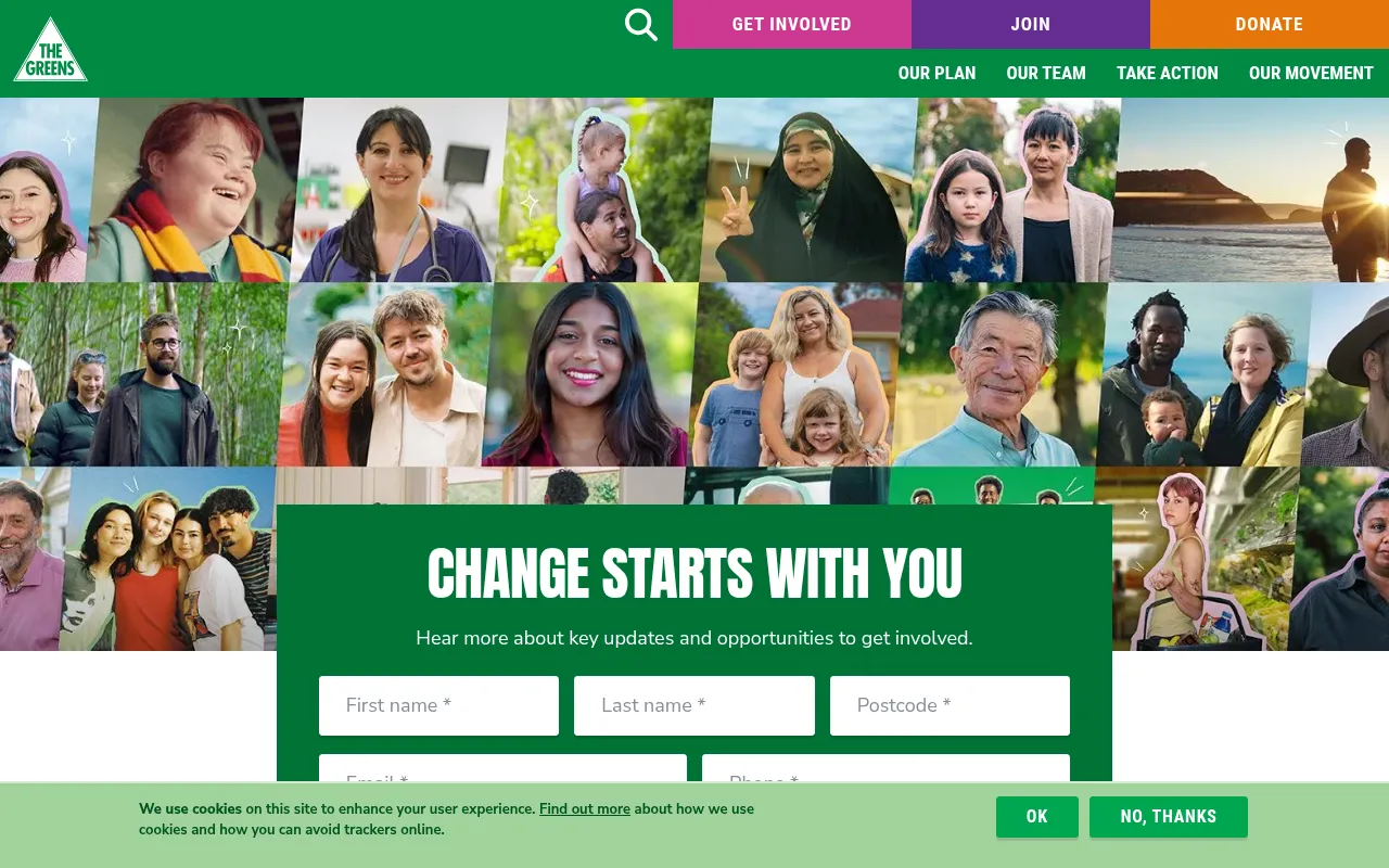 Screenshot of greens.org.au