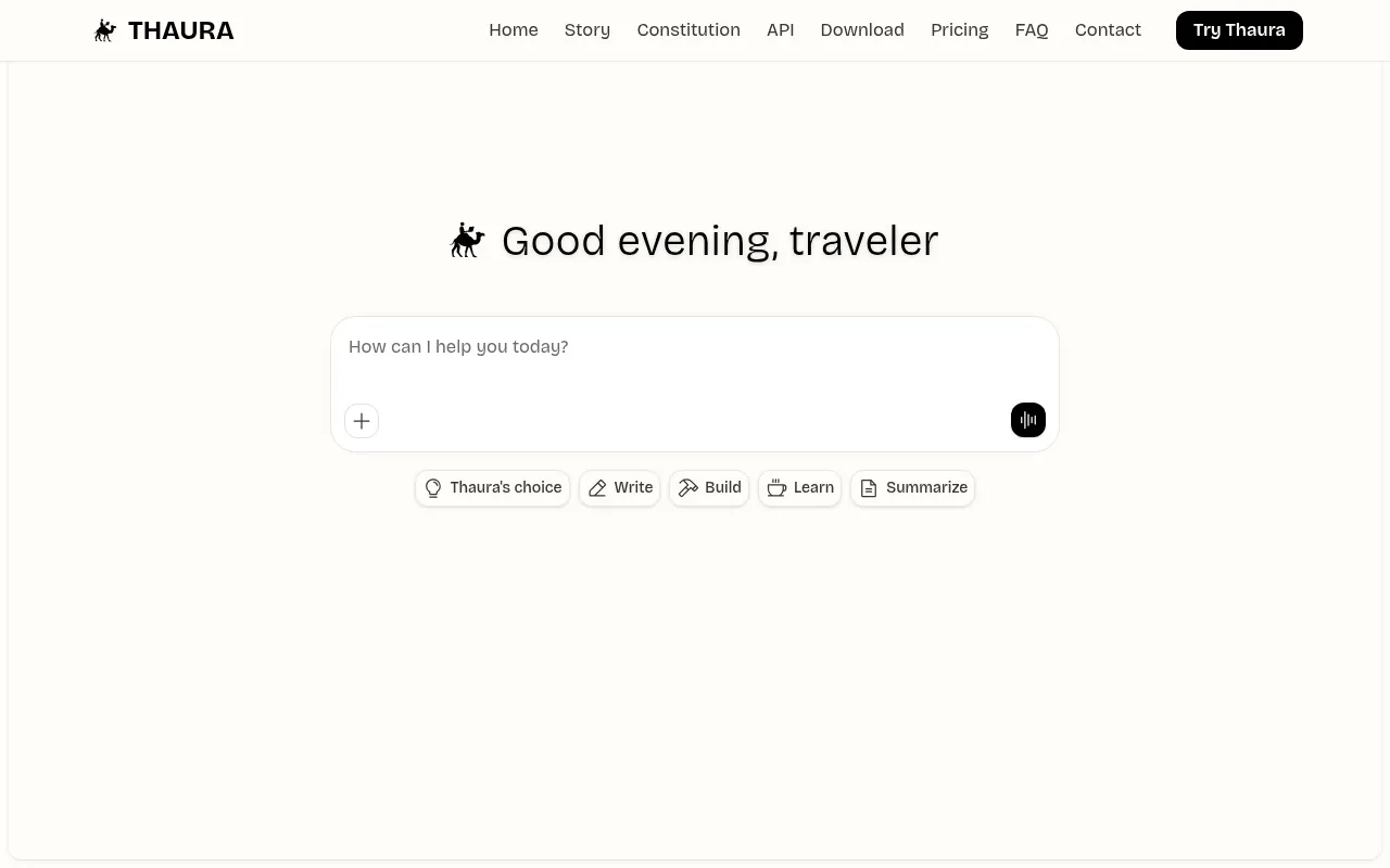 Screenshot of thaura.ai