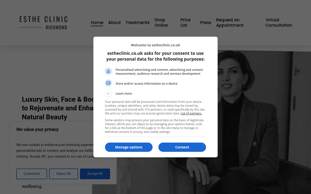 Screenshot of estheclinic.co.uk