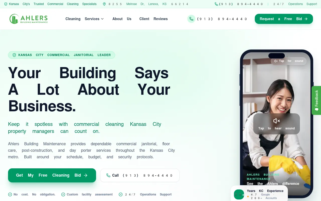 Screenshot of ahlersbuildingmaintenance.com