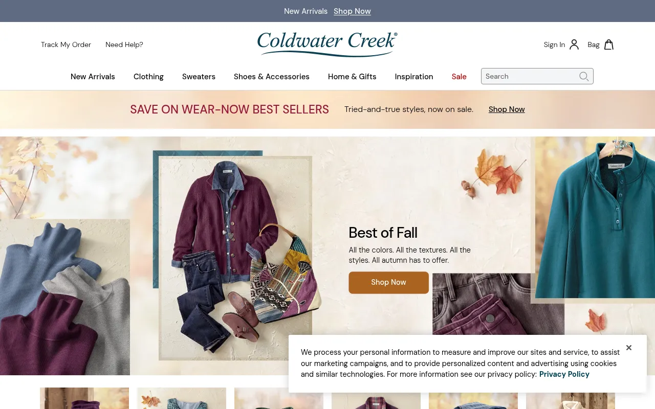 Screenshot of coldwatercreek.com