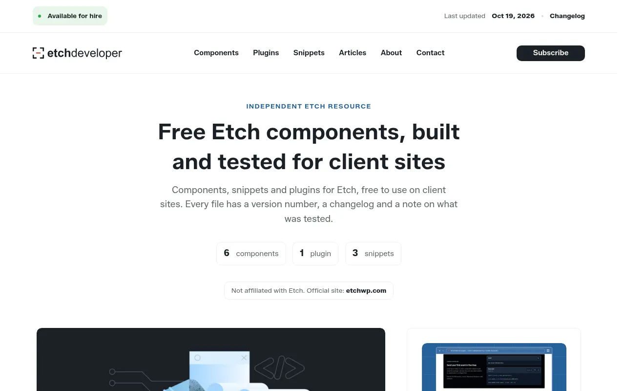 Screenshot of etchdeveloper.com