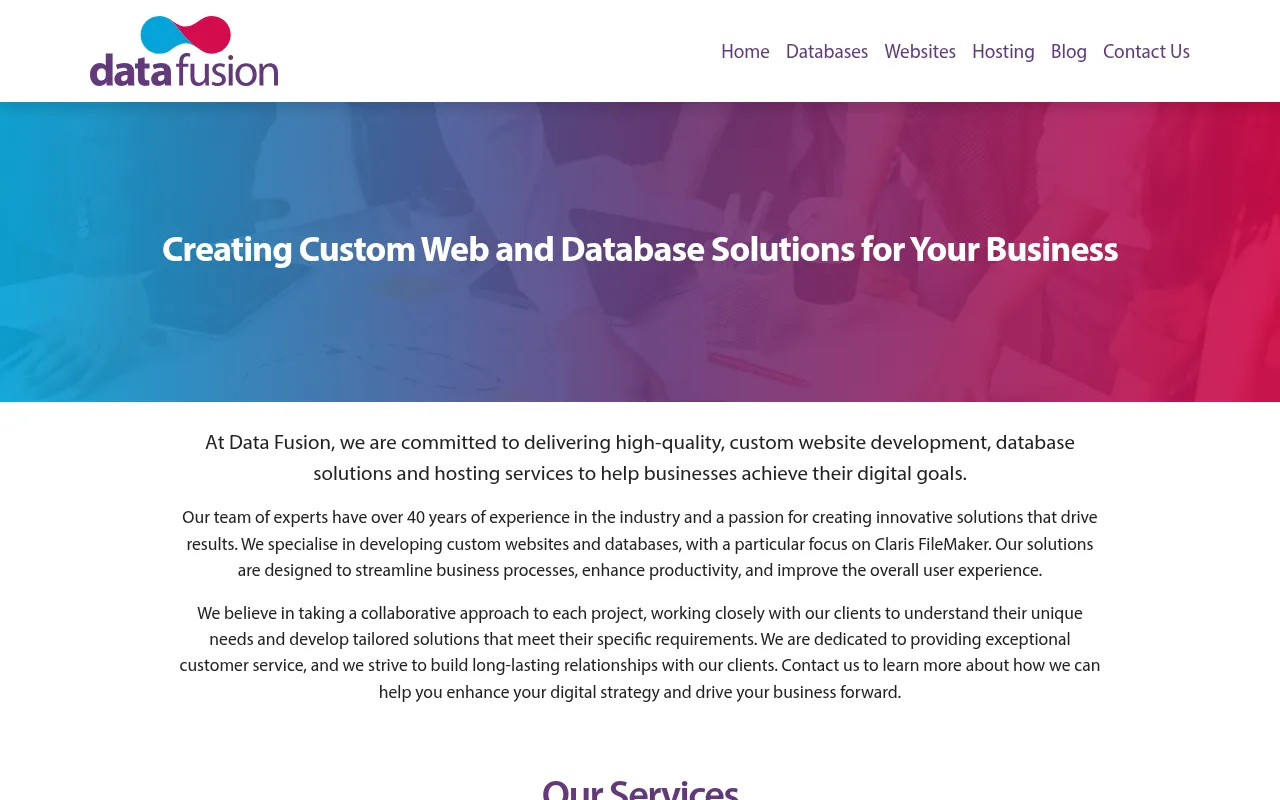 Screenshot of datafusion.uk