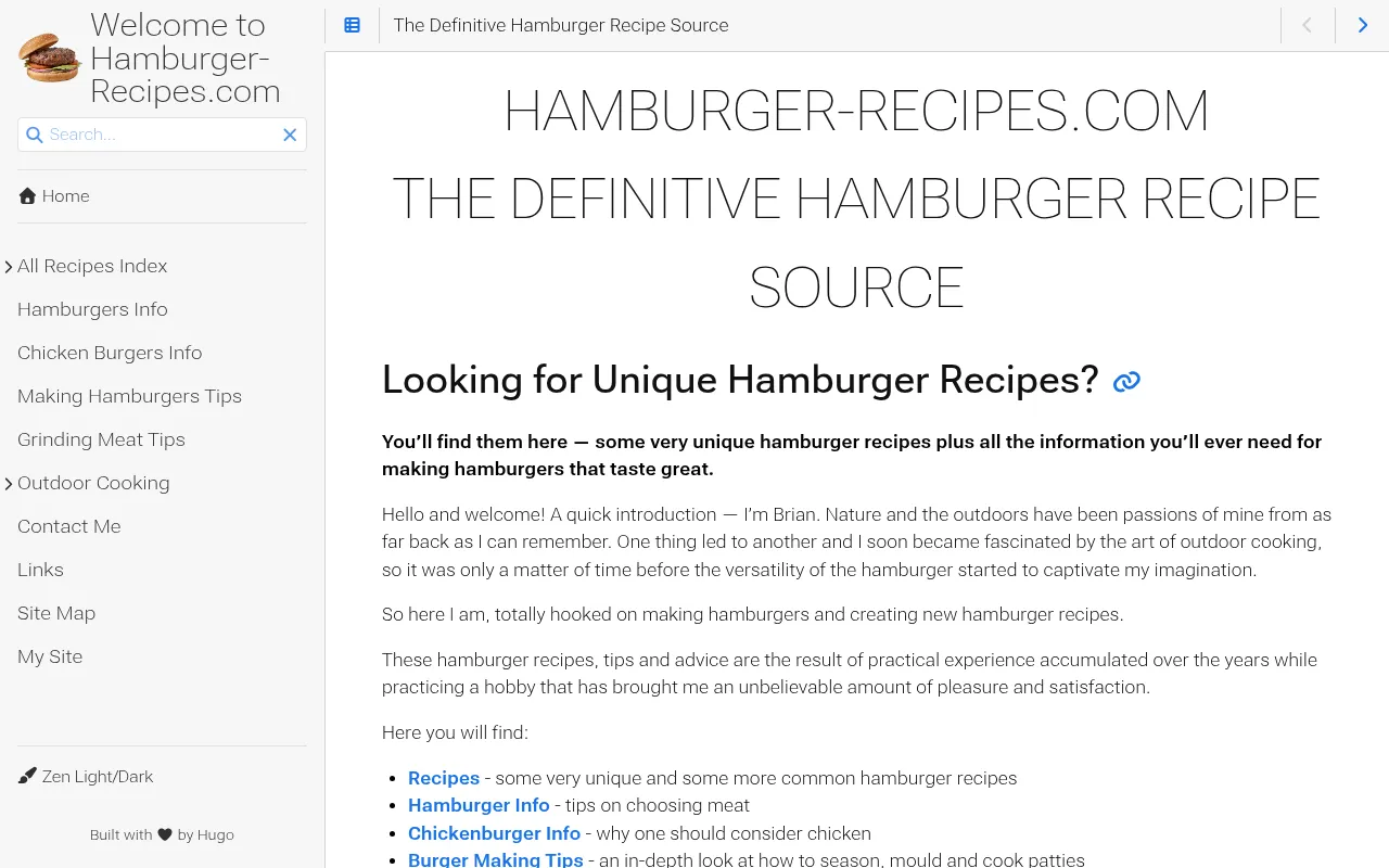 Screenshot of hamburger-recipes.com
