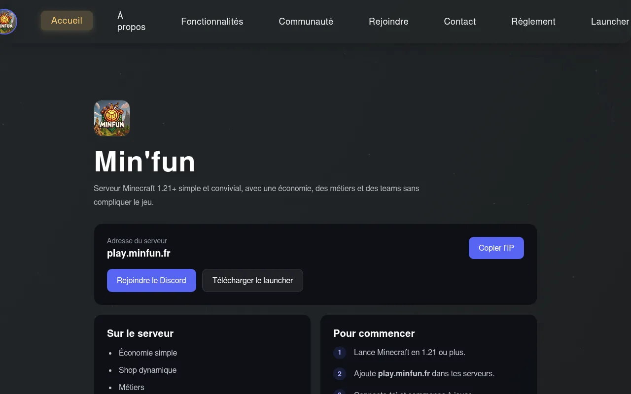 Screenshot of minfun.fr