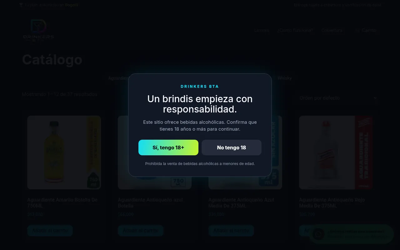 Screenshot of drinkersbogota.com