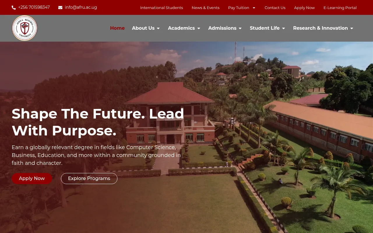Screenshot of afru.ac.ug
