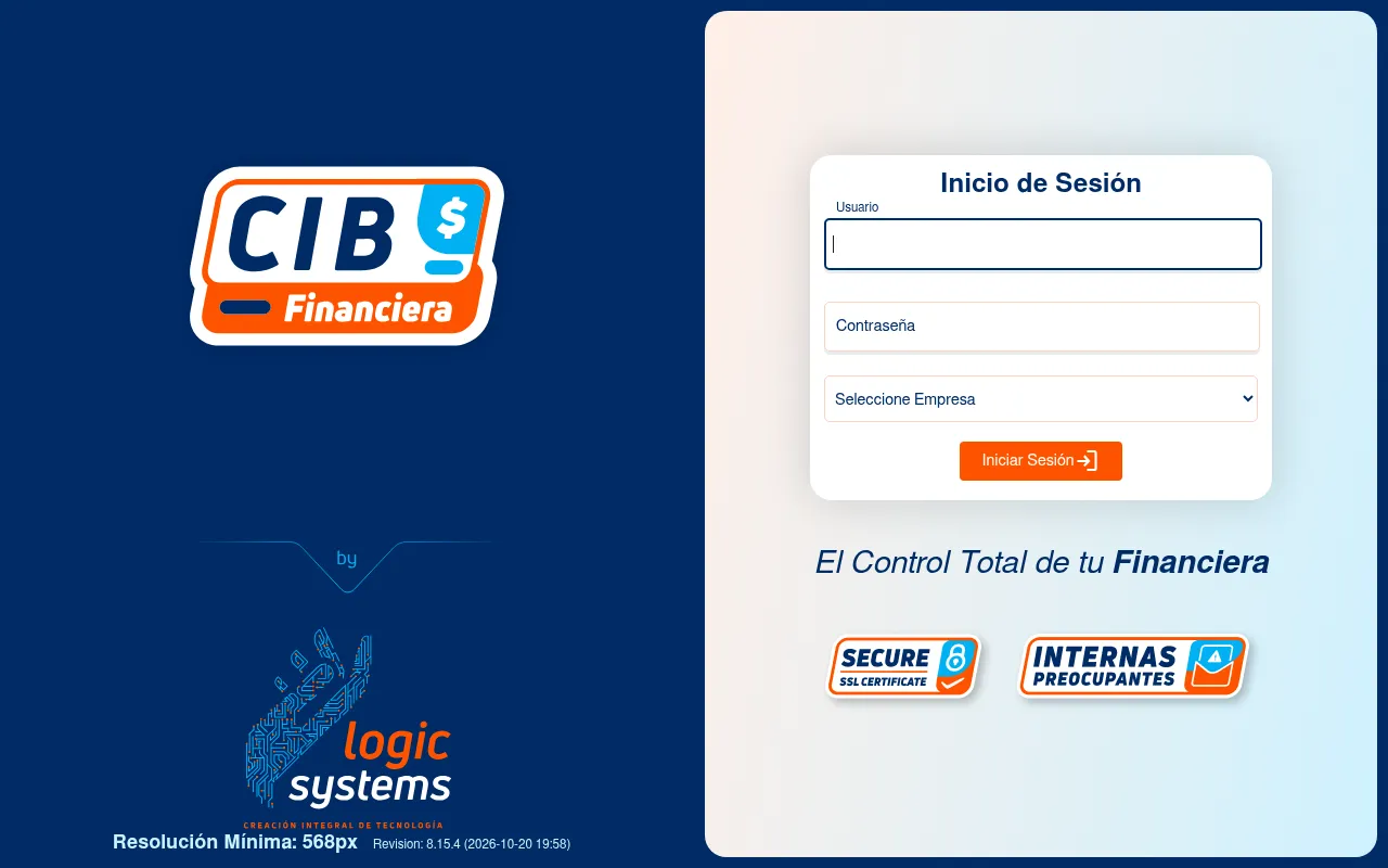 Screenshot of cib.logicsystems.com.mx